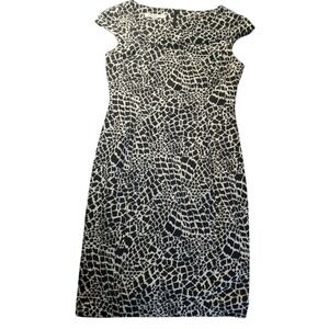 Evan Picone Abstract Animal Print Sheath Dress 8‎ Back Zip Office Chic Statement